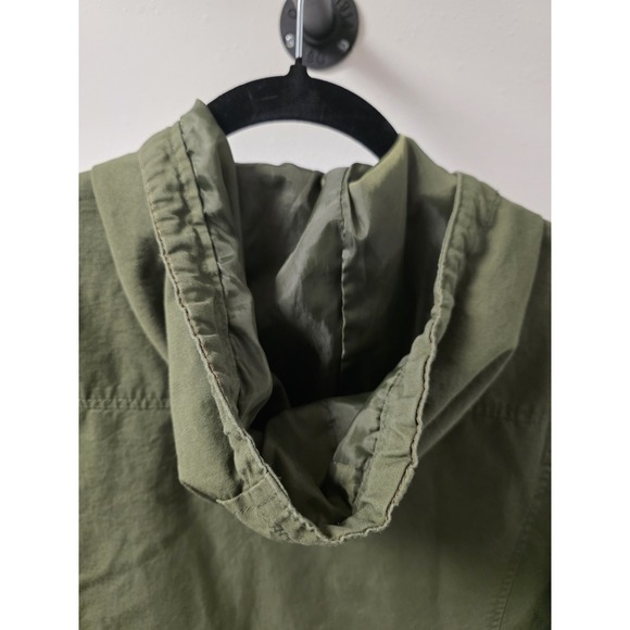 Bella Donna Olive Green Utility Jacket Women's Medium Hooded Zip Cotton - Picture 10 of 10